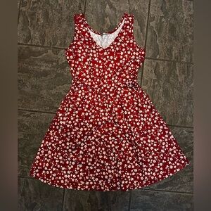 NWOT Red Floral V-Neck Dress